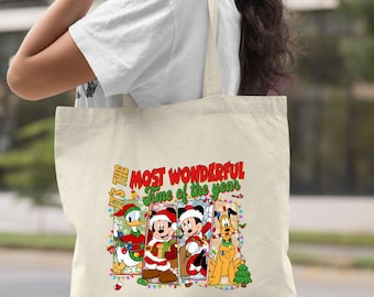 Disney Christmas Tote Bag, Mickey and Friends Xmas Gift