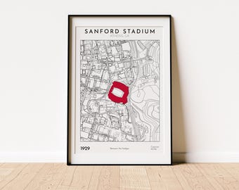 Sanford Athens Stadium Map Print Football Arena Wall Art Digital Download Modern Architecture Decor Gift for Sports Fans and Alumni