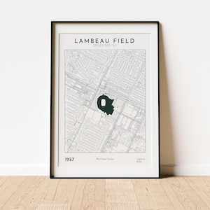 Lambeau Field Stadion Karte Drucken, Green Bay Packers Wandkunst, Fußballstadien Poster, digitaler Download, Sport Dekor