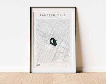 Lambeau Field Stadium Map Print, Green Bay Packers Wall Art, Football Stadium Poster, Digital Download, Sports Decor