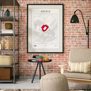Liverpool Stadium Map Print Football Arena Wall Art Digital Download Minimalist Architecture Decor for Sports Fans and Travelers