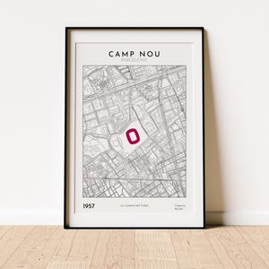 Camp Nou Stadion Karte Druck digitaler Download minimalistisch Barcelona Fußball Wand Kunst Geschenk für Fußball-Fan druckbare Dekor modernes Design