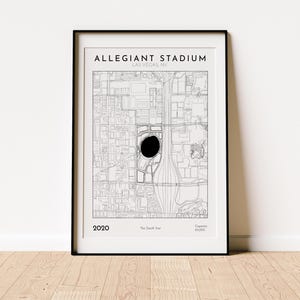 Allegiant Stadion Karte Drucken Las Vegas Raiders Football Wandkunst perfektes Geschenk für NFL-Fans und Sport-Erinnerungsstücke-Liebhaber