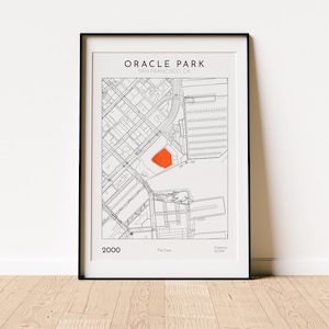 Orakel Park Karte San Francisco Giants Wandkunst perfektes Geschenk für Baseball-Fans Sport Erinnerungsstücke und Wohnkultur