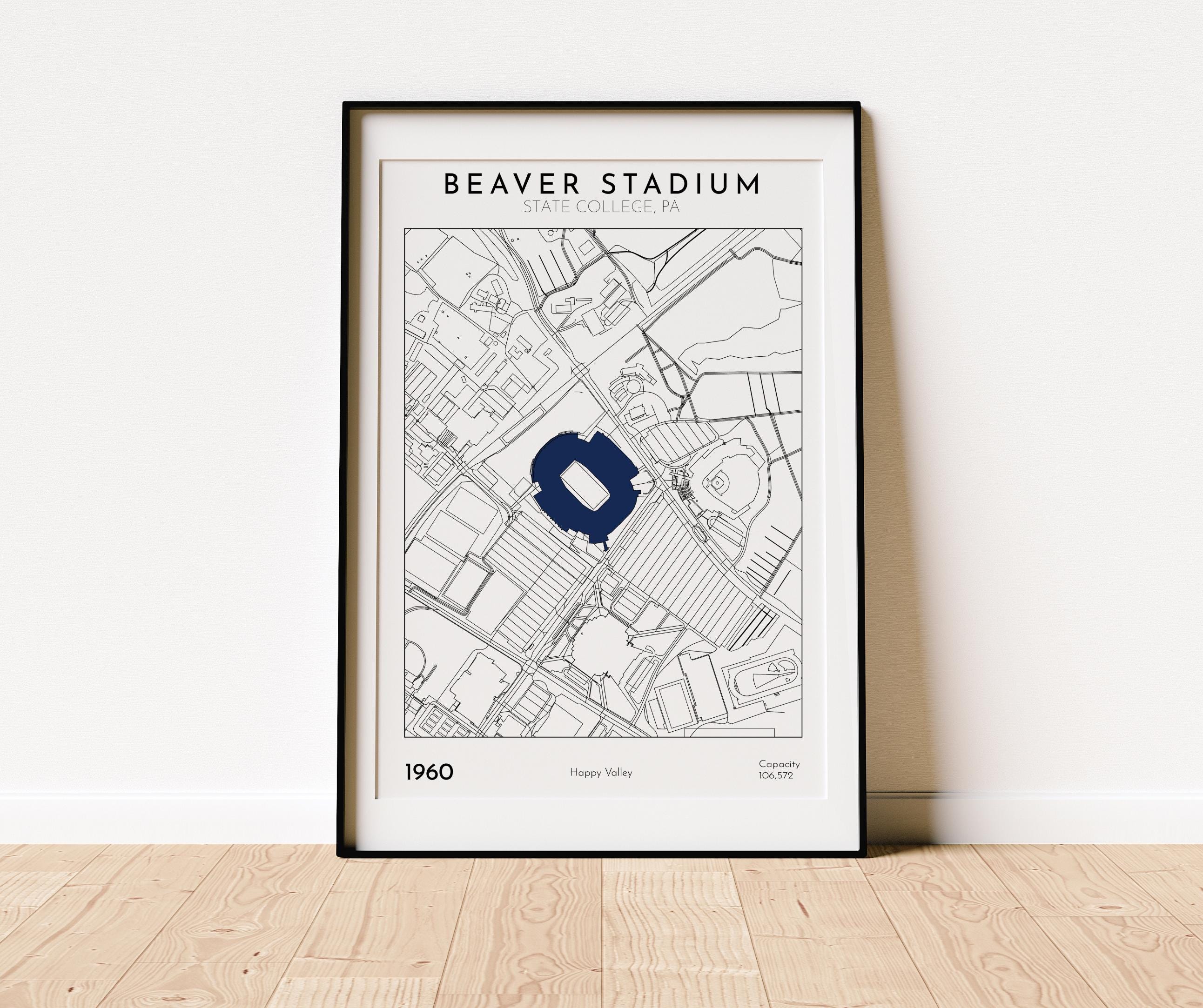 Beaver Stadium map print Penn State football wall art digital download minimalist college sports decor perfect gift for Nittany Lions fans