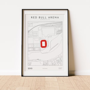 Impression de la carte de la Red Bull Arena, impression d'art mural de football des Red Bulls de New York, téléchargement numérique, décoration de football minimaliste pour les fans de la MLS et les demandeurs de cadeaux