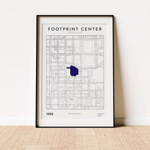 Footprint Center stadium map print Phoenix Suns wall art perfect gift for NBA fans basketball decor sports memorabilia