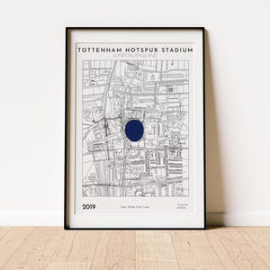 North London Tottenham Hotspur Stadium Map Print Football Arena Wall Art Digital Download Minimalist Architecture Decor for Sports Fans