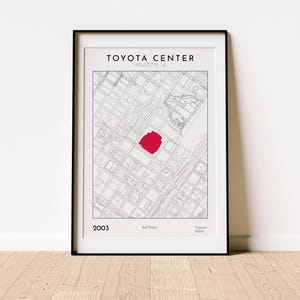 Toyota Center stadium map print Houston Rockets wall art perfect gift for NBA fans sports decor basketball memorabilia