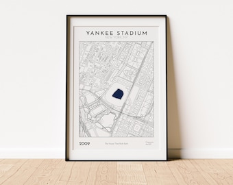 Yankee Stadium map print New York Yankees wall art perfect gift for baseball fans sports memorabilia and home decor