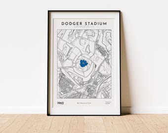 Dodger Stadium map print Los Angeles Dodgers wall art perfect gift for baseball fans sports memorabilia and home decor