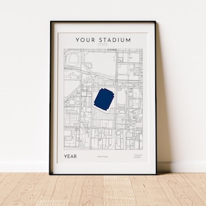 Custom stadium map print personalized football stadium wall art digital download NFL decor sports gift for fans minimalist poster
