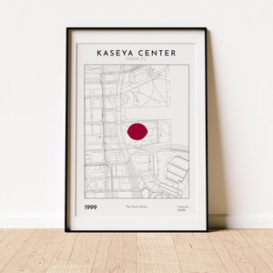 Kaseya Center stadium map print Miami Heat wall art perfect gift for NBA fans sports room decor basketball memorabilia