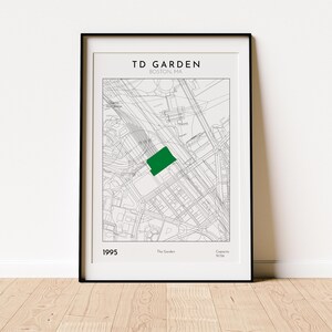 TD Garden Karte Druck Boston Celtics Bruins Wandkunst perfektes Geschenk für NBA NHL Fans Sport Erinnerungsstücke Mann Höhle Spiel Raum Dekor