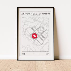 Arrowhead Stadium map print Kansas City Chiefs football art gift for NFL fan decor sports memorabilia printable wall art download