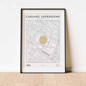 “Caesars Superdome Stadion Karte New Orleans Saints Poster Kunstdruck perfektes Geschenk für NFL-Fans und Sport-Erinnerungsstücke-Liebhaber