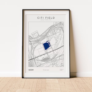 Citi Field Karte New York Mets Wandkunst perfektes Geschenk für Baseball-Fans Sport-Erinnerungsstücke und Wohnkultur