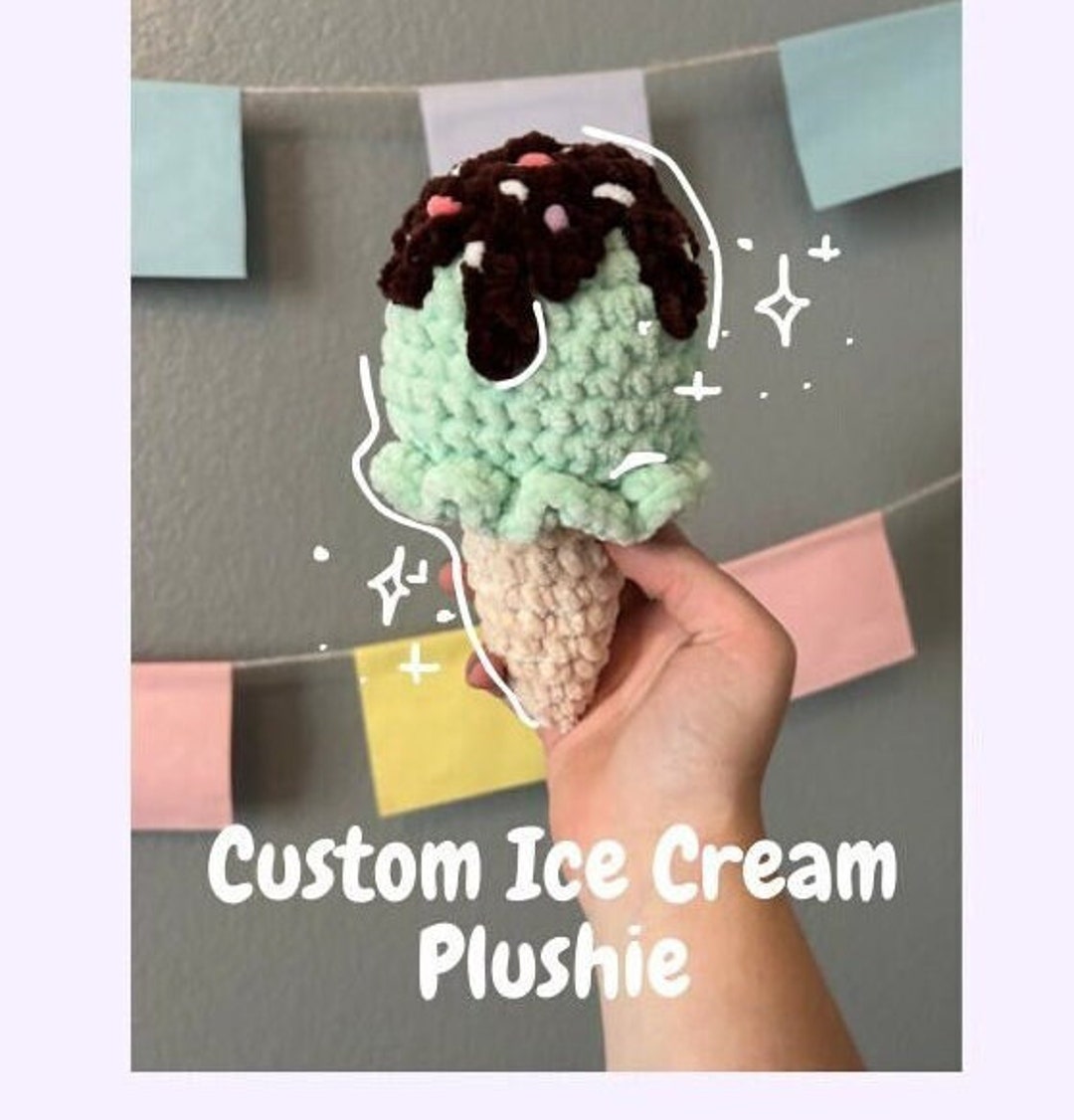 Ice Cream Plushie, Crochet Ice Cream, Cute Ice Cream, Ice Cream