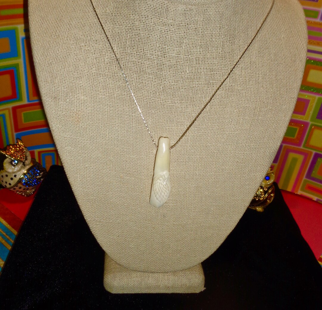 Etched Bone Eagle Exceptionally Detailed Pendant Goldplated Chain