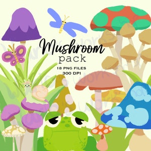 Garden Mushroom Clipart PNG bundle Mushroom clipart mushroom images mushroom png garden clipart mushroom instant download frog butterfly