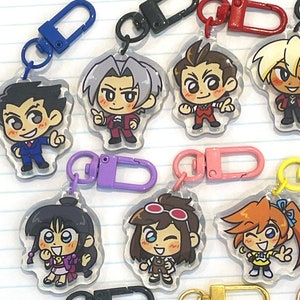 AA/TGAA/DGS 1.5in Acrylic Charms: Phoenix, Miles Edgeworth, Apollo Justice, Klavier Gavin, Athena, Ryunosuke, Kazuma, Sholmes, Maya Fey