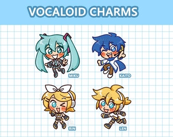 Vocaloid Acrylic Phone Strap Charms / Keychains : Miku Kaito Rin Len
