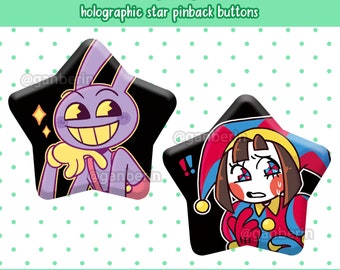 The Amazing Digital Circus Star Pins: Jax and Pomni, Holographic