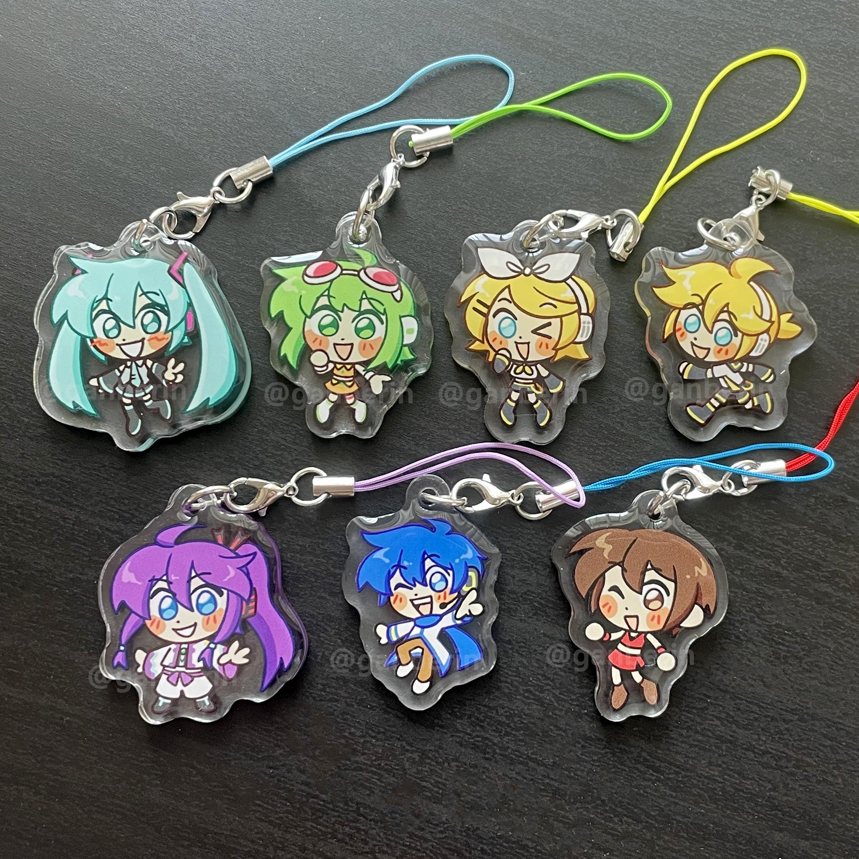 Vocaloid Acrylic Phone Strap Charms / Keychains : Miku Kaito Rin