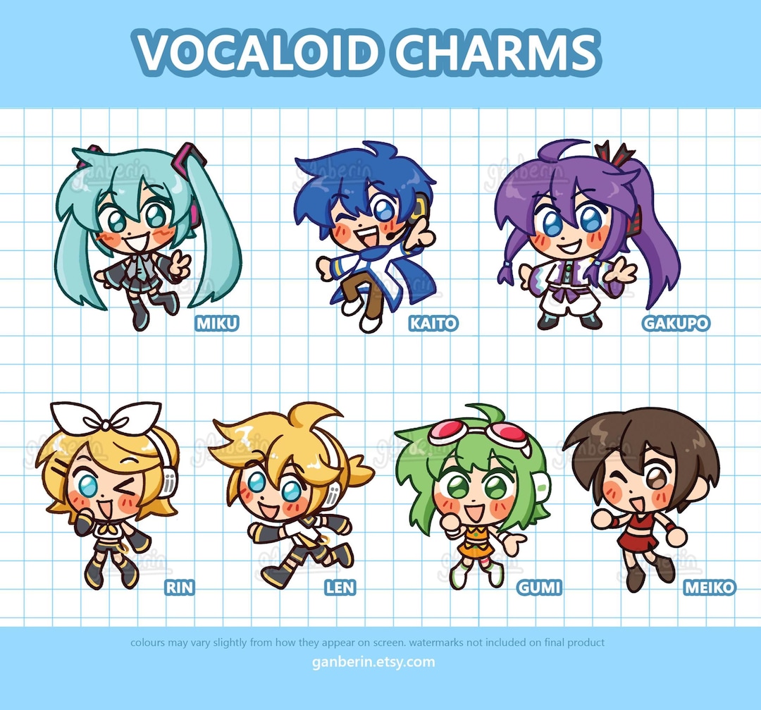 Vocaloid Acrylic Phone Strap Charms / Keychains : Miku Kaito Rin