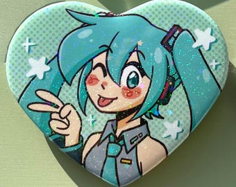 Miku Heart Pin Button
