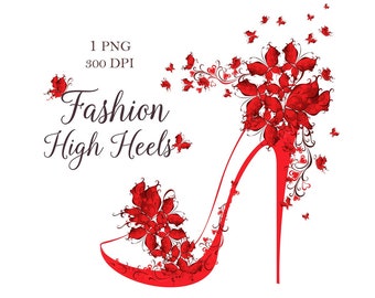 Red High Heels PNG, Butterfly heels, Stiletto Heels, Stylish lady shoe, Red High Heels shoes PNG, Glamour women Shoes, Fashion girl clipart