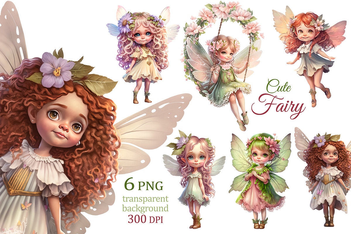 Cute Fairy Clipart Garden Fairy PNG Flower Fairy With - Etsy