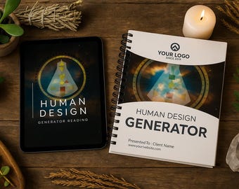 Plantilla de informe de diseño humano de Generator / Libro de trabajo editable de Canva para lecturas y formación de clientes