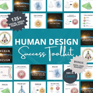 Human Design Canva Templates for Coaches, 139 Instagram Post Designs + Simple Lead Magnet Funnel