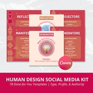 Human Design Social Media Kit | 78 Canva Templates for Authority, Type & Profile Content