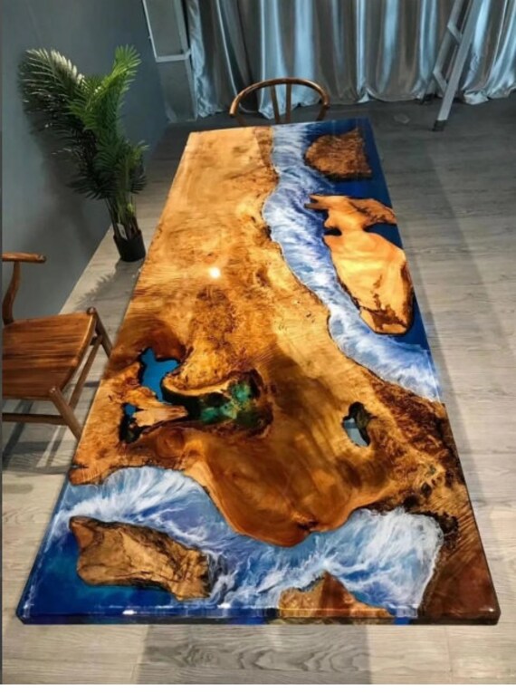 Personalized LARGE EPOXY TABLE, Resin Dining Table For 2 , 4 , 6