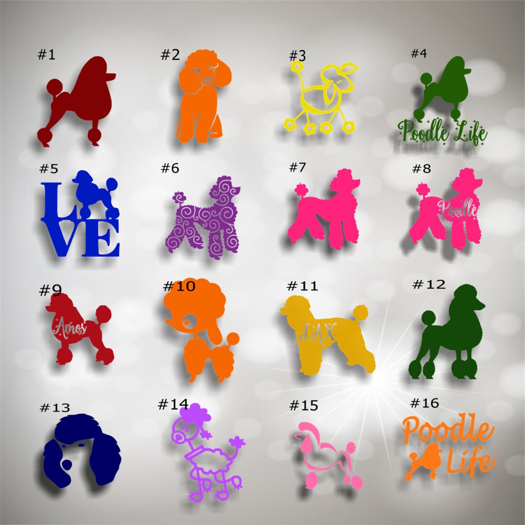 POODLES 116 Dog Vinyl Decals Car Window Decal Locker Sticker Laptop