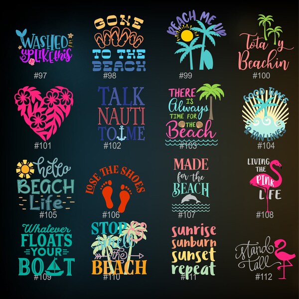 TROPICAL QUOTES 97-112 | Beach Love Vinyl Decal | Nautical Car Window Decal | Locker Sticker | Laptop Decal | Custom Wall Decor