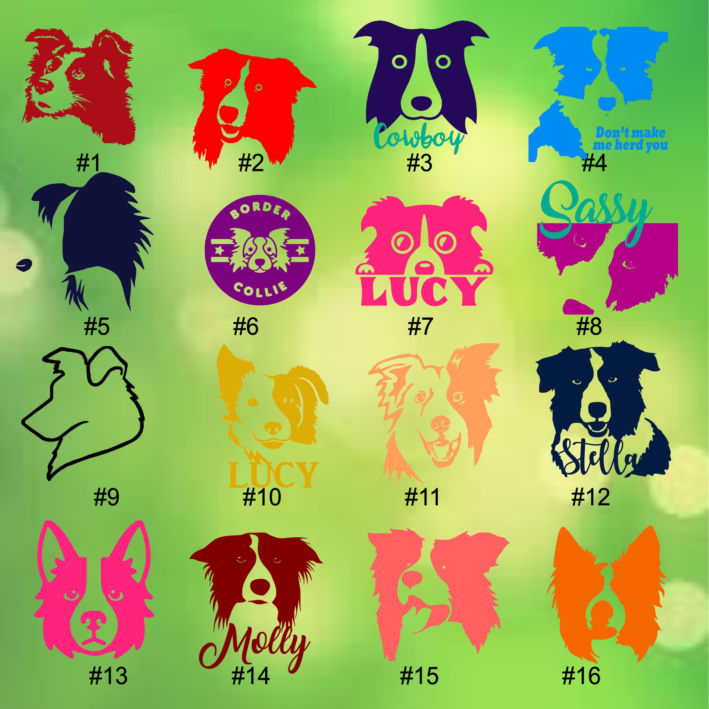 BORDER COLLIE 116 Dog Vinyl Decals Car Window Decal Locker Sticker