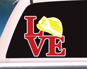 FIRE LOVE | 10 | Firefighter Wife Vinyl Decals | Car Window Decal | Locker Sticker | Laptop Decal | Custom Vinyl Decal | You Choose Design