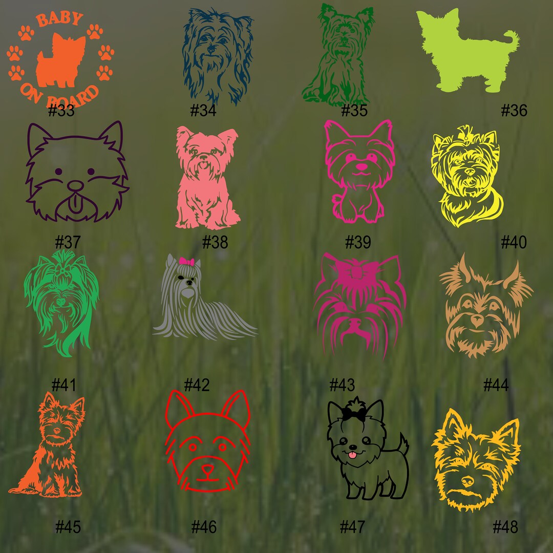 YORKSHIRE TERRIER 1732 Dog Vinyl Decals Car Window Decal Locker