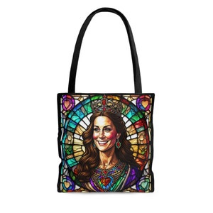 Enchanting Elegance: Stained Glass Catherine Princess of Wales Tote Bag, Princess Kate stained Glass Tote Bag, Kate Middleton bag