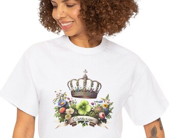 Catherine Floral Crown T-Shirt - 'Catherine' Princess of Wales Inspired Design, Royal Tiara & Floral Tee , Kate Middleton T Shirt, Royal T