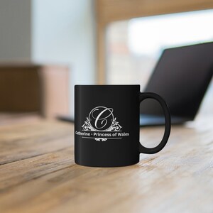Catherine Princess of Wales Mug, Capital C with Catherine, Princess of Wales Black Mug - Unique & Elegant Design for Your Favorite Beverages