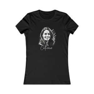 Timeless Elegance: Ladies Tee with Stunning Portrait of Catherine, Princess of Wales, Catherine, black and white, Women's Favorite Tee