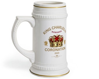 2023 King Charles III Coronation Commémorative Stein Mug Regal Crown