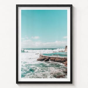 Bronte Beach Ocean Pool photo print in a black frame on a wall