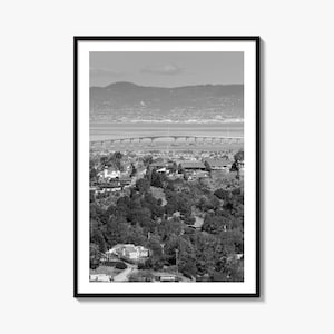 San Mateo Schwarz Weiss Fine Art Fotodruck, Bay Area Kalifornien Poster