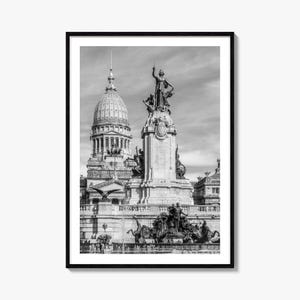 Bueno Aires Foto Poster Druck Nr. 1, Bueno Aires Schwarzweiss-Kunst, Bueno Aires Wandfotografie, Buenon Aires Reise, Karte Poster