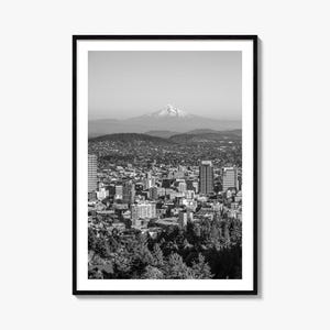 Portland Oregon Foto Poster Druck, Portland Oregon Schwarz und Weiß Wandkunst, Portland Oregon Fotografie, Reise, Karte Poster